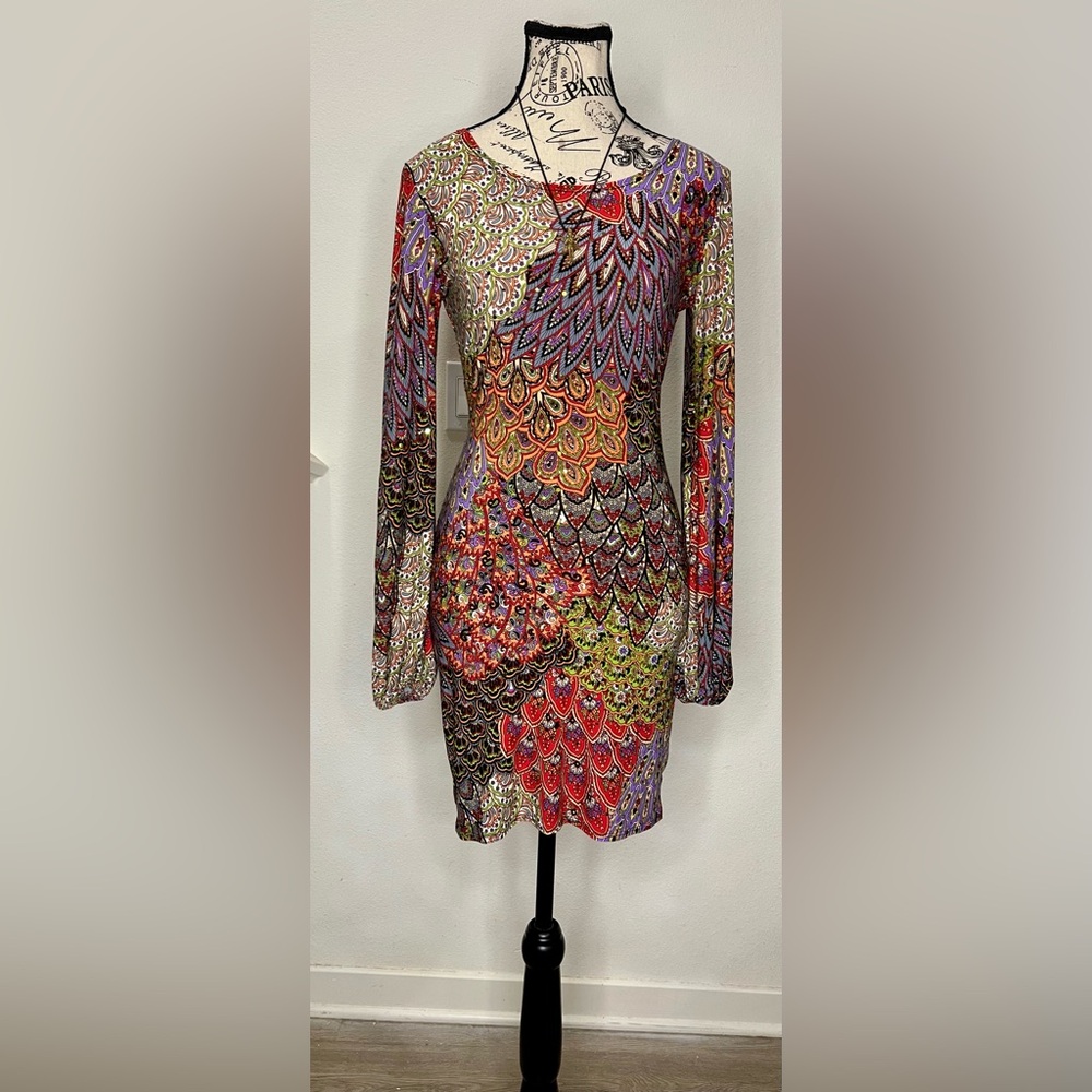 Vintage sparkly peacock dress
